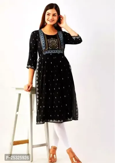 Stylish Women Rayon Anarkali Casual Kurta-thumb0