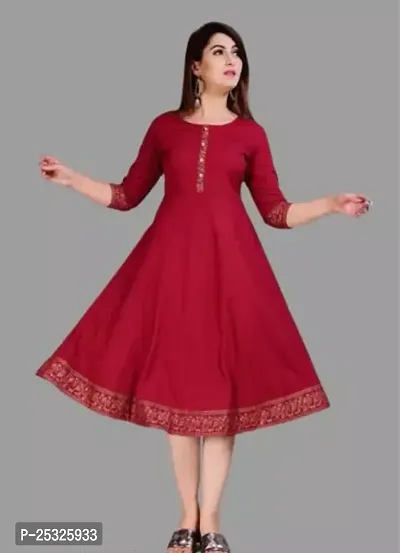 Stylish Women Rayon Anarkali Casual Kurta-thumb0