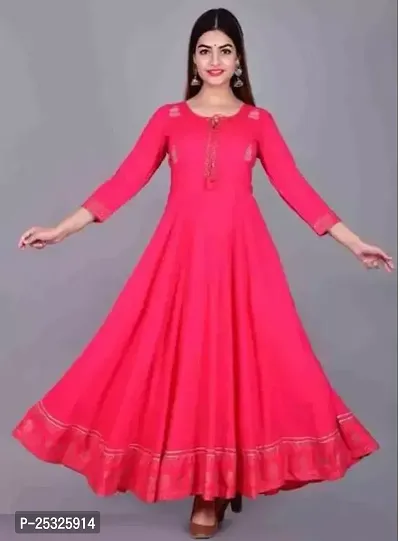 Stylish Women Rayon Anarkali Casual Kurta-thumb0