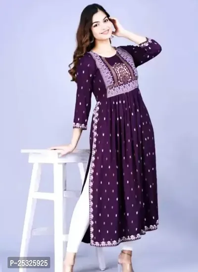 Stylish Women Rayon Anarkali Casual Kurta-thumb0