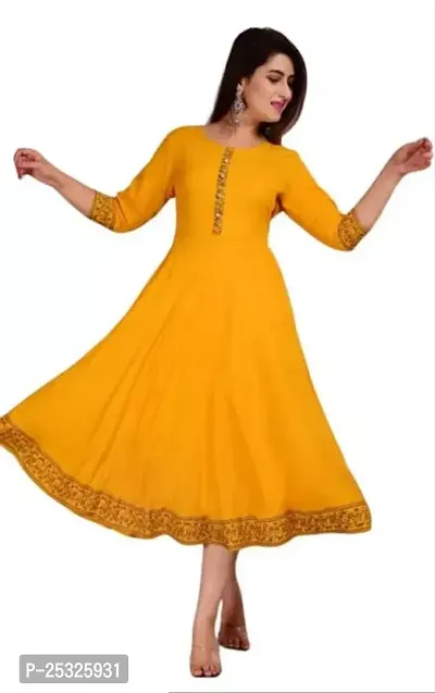 Stylish Women Rayon Anarkali Casual Kurta