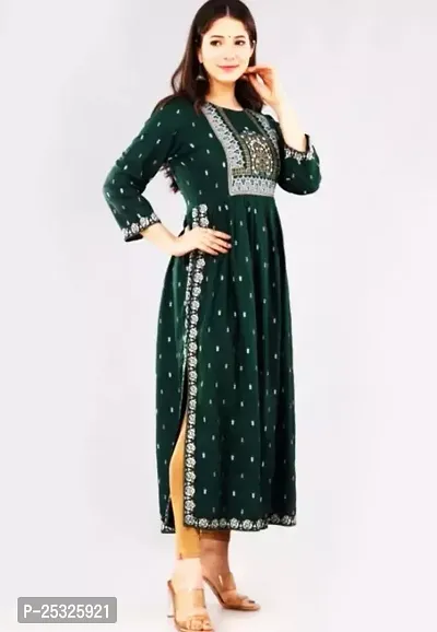 Stylish Women Rayon Anarkali Casual Kurta-thumb0