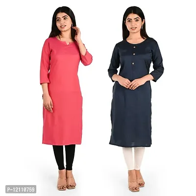 Women Rayon Kurti Pack Of 2-thumb0