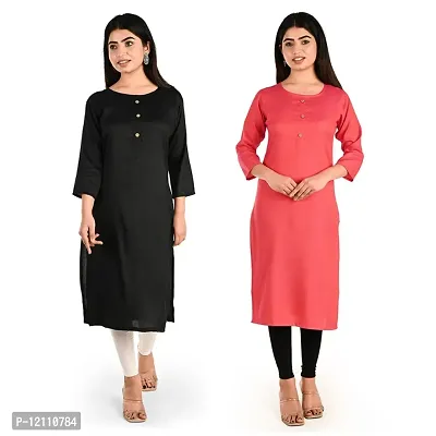 Women Rayon Kurti Pack Of 2-thumb0