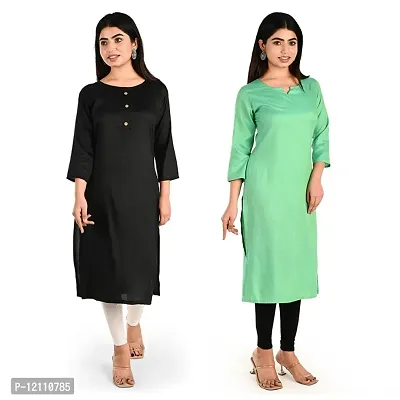 Women Rayon Kurti Pack Of 2-thumb0