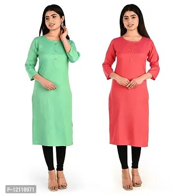 Women Rayon Kurti Pack Of 2-thumb0