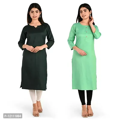 Women Rayon Kurti Pack Of 2-thumb0