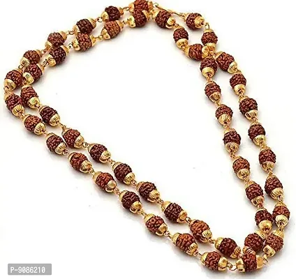 Rudraksha Golden Cap Rosary Wear Energized with Mantra Jap Mala-thumb0