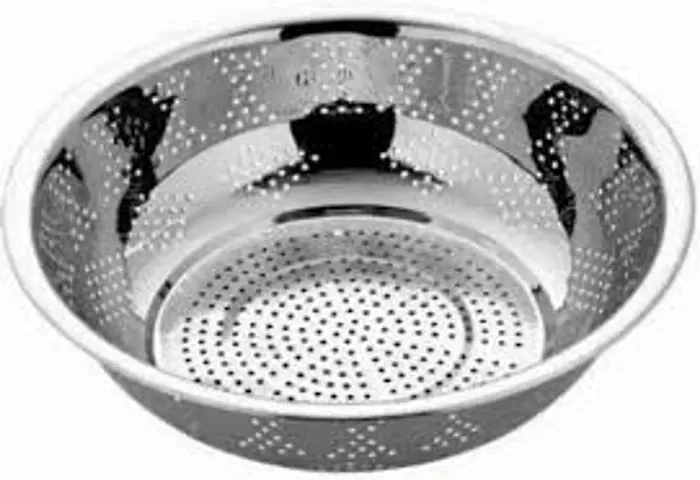 Stainless Steel Colander/Strainer/Hole Bowl,Steel Rice Jali Bowl with Out Handle Set of 1 for 2500ml