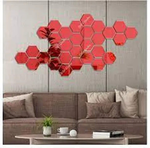 Decorative Mirror stickers for wall, hexagon mirror wall stickers PACK OF 20