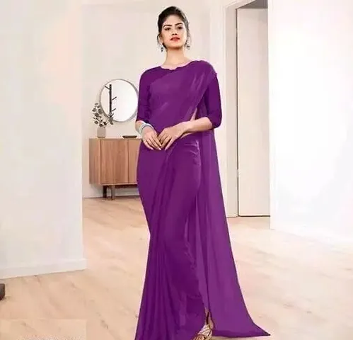 Classic Women's Lycra Plain Saree