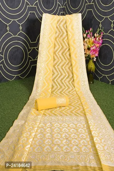 Beautiful Cotton Woven Design Saree With Blouse Piece-thumb0