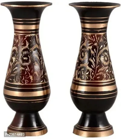 Antique Handcrafted Adorable Pair Brass Vase