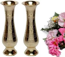 Antique Handcrafted Adorable Pair Brass Vase-thumb3