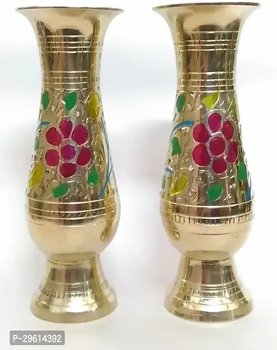 Antique Handcrafted Adorable Pair Brass Vase