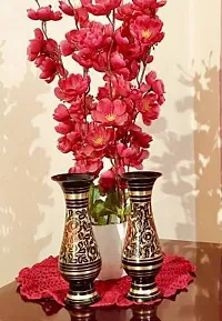 Antique Handcrafted Adorable Pair Brass Vase-thumb1