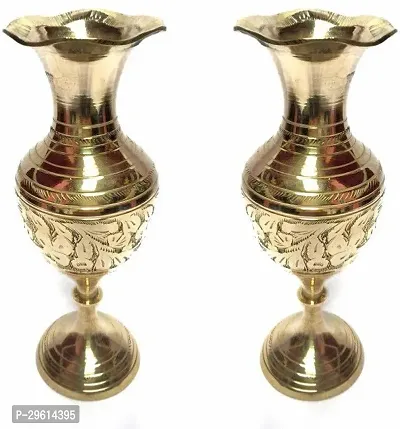 Antique Handcrafted Adorable Pair Brass Vase-thumb2