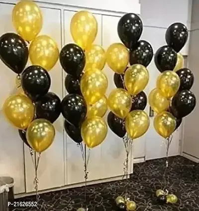 G olden and black Metallick Balloons PACK- 40 PCS FOR KIDS GIRLS BOYS WOMEN BIRTHDAY  BABY SHOWER  PRINCESS  1ST  2ND YEARS DECORATIONS BALLONS COMBO KIT (BLACK 20PCS  GOLD 20PCS). Balloon (Black  Gold  Pack of 40)-thumb0