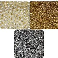 Craftwings Beads Golden, Silver, White 5mm Beads [Silver(80 Beads), Golden (80 Beads), White(80 Beads)].-thumb1