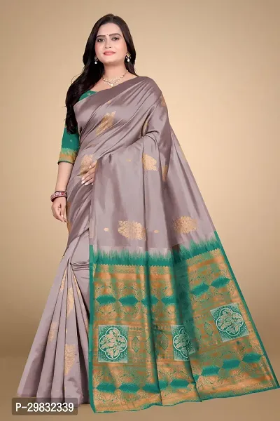 Stylish Silk Blend Multicoloured Woven Design Saree With Blouse Piece