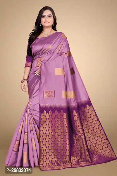 Stylish Silk Blend Multicoloured Woven Design Saree With Blouse Piece-thumb0