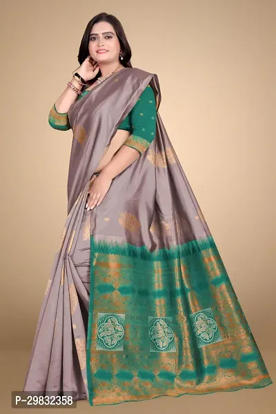 Stylish Silk Blend Multicoloured Woven Design Saree With Blouse Piece