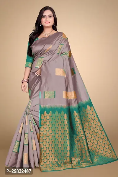 Stylish Silk Blend Multicoloured Woven Design Saree With Blouse Piece