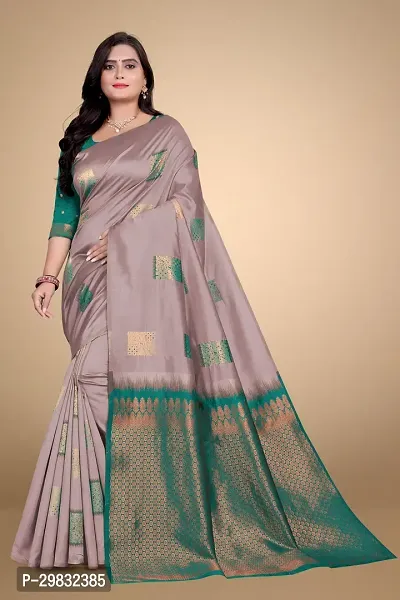 Stylish Silk Blend Multicoloured Woven Design Saree With Blouse Piece