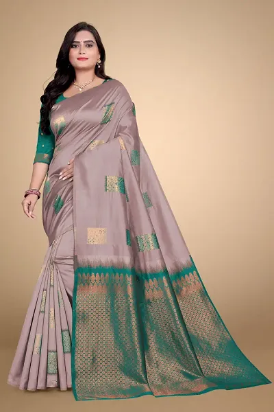 Stylish Silk Blend Woven Design Saree With Blouse Piece