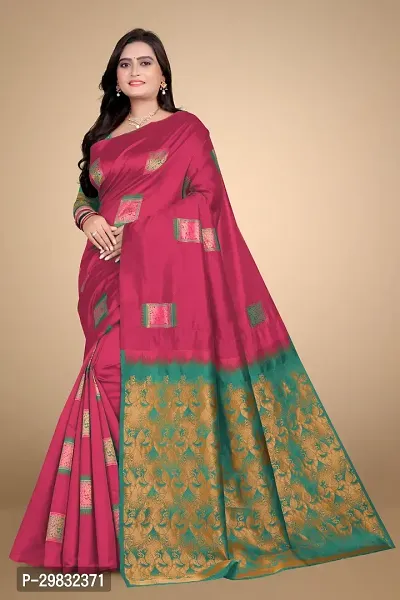 Stylish Silk Blend Multicoloured Woven Design Saree With Blouse Piece-thumb0