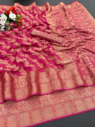 Organza Woven Design Sarees With Blouse Piece