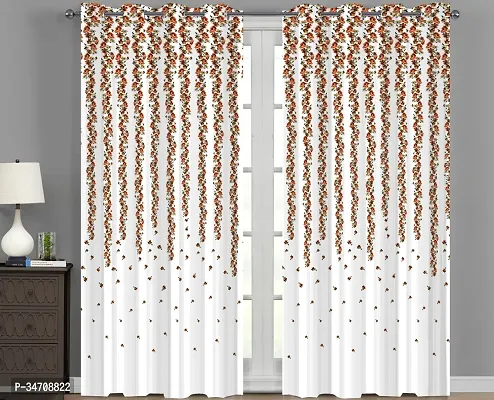 3D Red Flower  Digital Printed Polyester Fabric Curtains for Bed Room Kids Room Living Room; Curtain Window 5 feet ( Pack of 1 )-thumb0