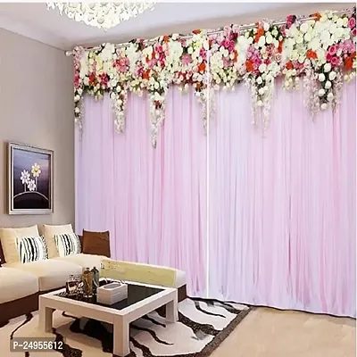 S28 3D Blooming Flowers Digital Printed Polyester Fabric Curtains for Bed Room Kids Room Living Room Color Pink Window/Door/Long Door (D.N.151)