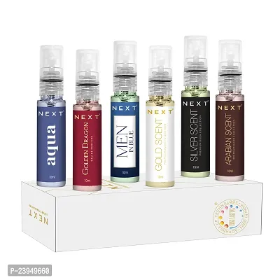 Next Luxury Unisex Trial Perfumes Gift Box for Men and Women (Pack of 6x10 ML Each) | Long Lasting Perfumes | Pocket Perfume | Perfume Atomizer Set | Travel Perfume