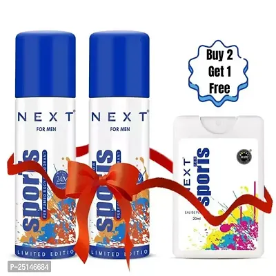 NEXT Sports No Gas Deodorant Spray: A Duo of Confidence and Freshness - 2 Luxurious 50ml Packs Deodorant Spray | With Free 20ml Pocket Perfume | For Men  Women (100 ml, Pack of 2)