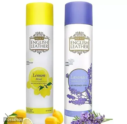 Next English Leather Pack of 2 Air Freshener Spray 220ML( Lemon Meyer and Lavender ) | Air fresheners for Home, office, Shop, Bedroom, Hall, Kitchen, Bathroom, Restaurant, car, bus, | Pack of 2