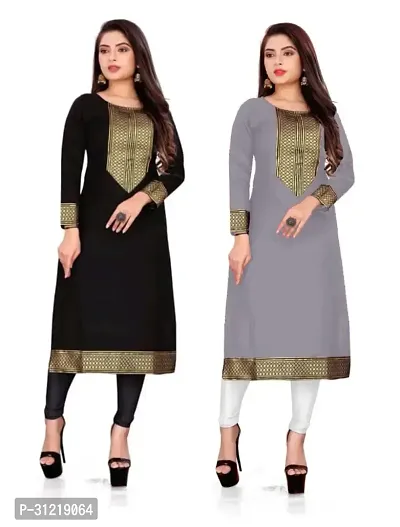 Fancy Cotton Slub Kurtas For Women Pack Of 2-thumb0