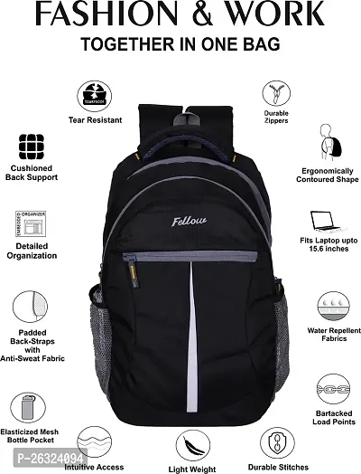 Fabulous Black Polyester Waterproof Unisex Laptop Backpacks-thumb2