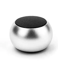 Stylish Silver 5W Wireless Bluetooth Speakers Mini Round Steel Speaker, 10 Meter Connectivity-thumb1