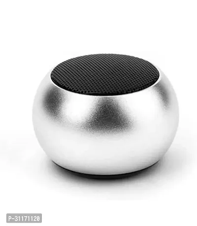 Stylish Silver 5W Wireless Bluetooth Speakers Mini Round Steel Speaker, 10 Meter Connectivity-thumb2