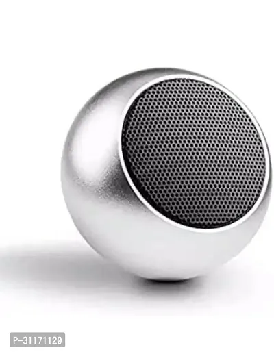 Stylish Silver 5W Wireless Bluetooth Speakers Mini Round Steel Speaker, 10 Meter Connectivity-thumb0