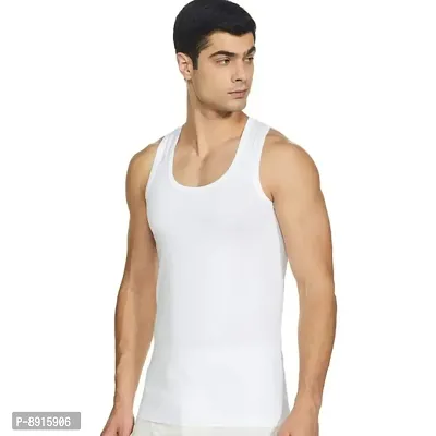 Men Cotton White Gym Vest