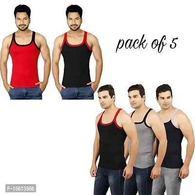 MultiColour Cotton Men Gym Vest Pack of 5