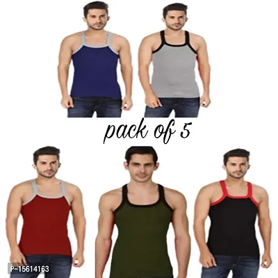 MultiColour Cotton Men Gym Vest Pack of 5