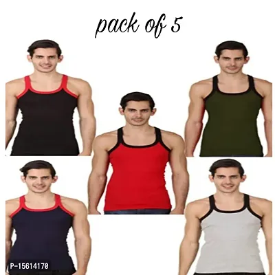 MultiColour Cotton Men Gym Vest Pack of 5-thumb0