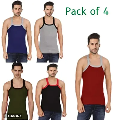 Multicolour Cotton Men Gym Vest Pack of 4-thumb0