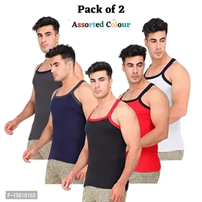 Multicolour Cotton Men Gym Vest Pack of 2-thumb0