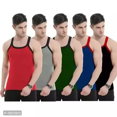 Multicolour Men Cotton Gym Vest Pack of 5-thumb0