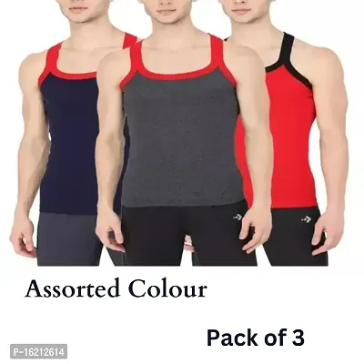 Multicolour Men Cotton Gym Vest Pack of 3