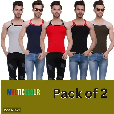 Men Cotton Gym Vest Pack of 2-thumb0